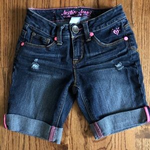 Justice size 7 regular blue jean shorts.